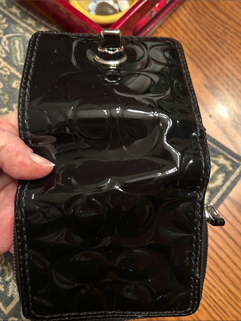 Coach Black Leather Embossed Circle Tote With Matching Wallet and Coin Purse. - Picture 13 of 16